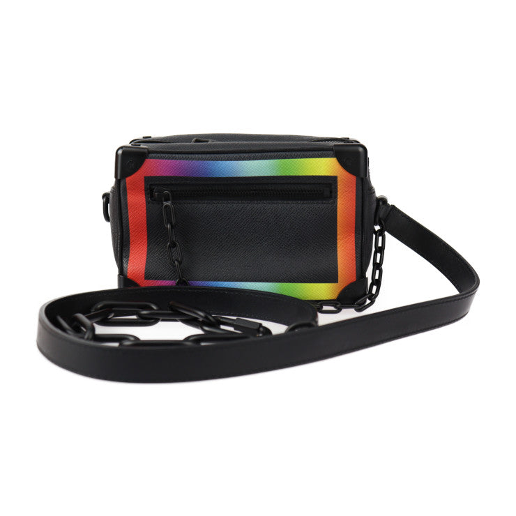 超美品 LOUIS VUITTON ルイ ヴィトン ミニ ソフトトランク タイガ ショルダーバッグ M30351 タイガ レザー ブラック レインボー ポシェット ビトン