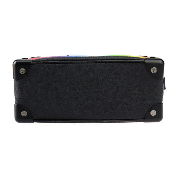 超美品 LOUIS VUITTON ルイ ヴィトン ミニ ソフトトランク タイガ ショルダーバッグ M30351 タイガ レザー ブラック レインボー ポシェット ビトン