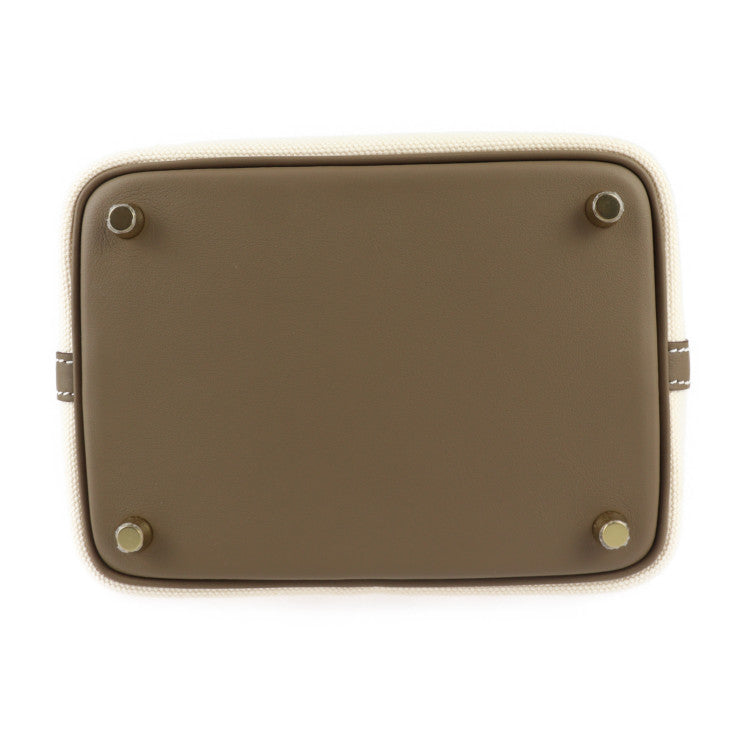 新品未使用展示品 HERMES エルメス ピコタンロックPM カーゴ ポケット ハンドバッグ H083189CC ヴォースイフト トワルゴエラン  エクリュ エトゥープ ゴールド金具 トートバッグ W刻印