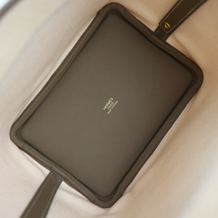 新品未使用展示品 HERMES エルメス ピコタンロックPM カーゴ ポケット ハンドバッグ H083189CC ヴォースイフト トワルゴエラン エクリュ エトゥープ ゴールド金具 トートバッグ W刻印