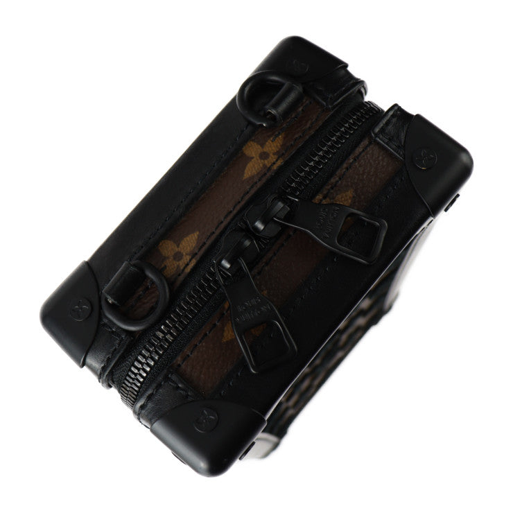 美品 LOUIS VUITTON ルイ ヴィトン ヴァーティカル ソフトトランク モノグラム タフタージュ ショルダーバッグ M45044 レザー モノグラム タフタージュ ブラウン ブラック ポシェット ラウンドファスナー ビトン