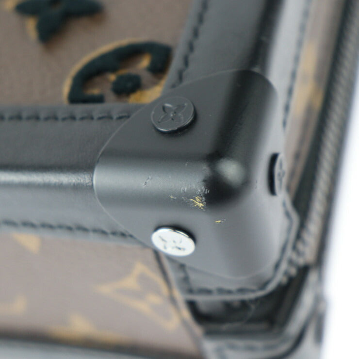 美品 LOUIS VUITTON ルイ ヴィトン ヴァーティカル ソフトトランク モノグラム タフタージュ ショルダーバッグ M45044 レザー モノグラム タフタージュ ブラウン ブラック ポシェット ラウンドファスナー ビトン