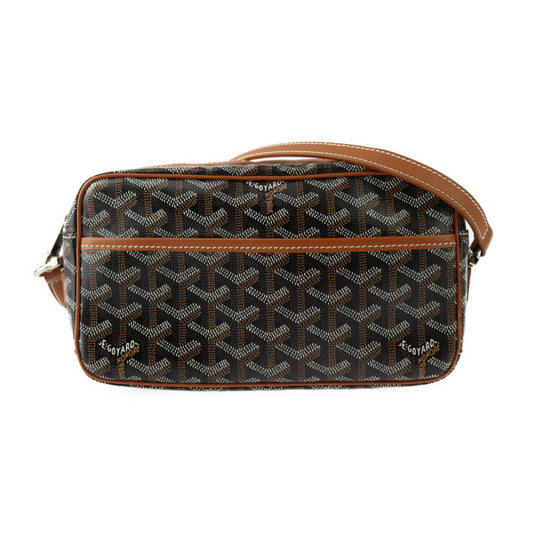 美品 GOYARD ゴヤール カップヴェールPM ショルダーバッグ - PVC レザー ブラック ブラウン シルバー金具 クロスボディ ポシェット ポーチ