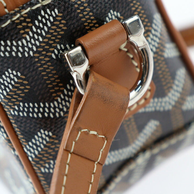 美品 GOYARD ゴヤール カップヴェールPM ショルダーバッグ - PVC レザー ブラック ブラウン シルバー金具 クロスボディ ポシェット ポーチ