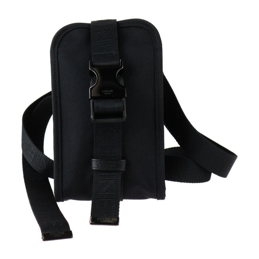 美品 CELINE セリーヌ トレッキング モバイルポーチ ショルダーバッグ 10J212EIJ ナイロン レザー ブラック スマートフォンケース ポシェット