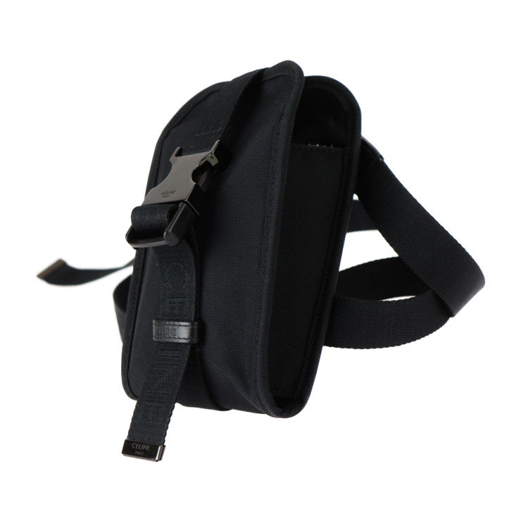 美品 CELINE セリーヌ トレッキング モバイルポーチ ショルダーバッグ 10J212EIJ ナイロン レザー ブラック スマートフォンケース ポシェット