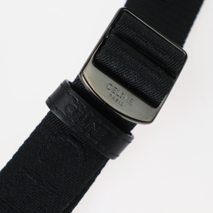 美品 CELINE セリーヌ トレッキング モバイルポーチ ショルダーバッグ 10J212EIJ ナイロン レザー ブラック スマートフォンケース ポシェット