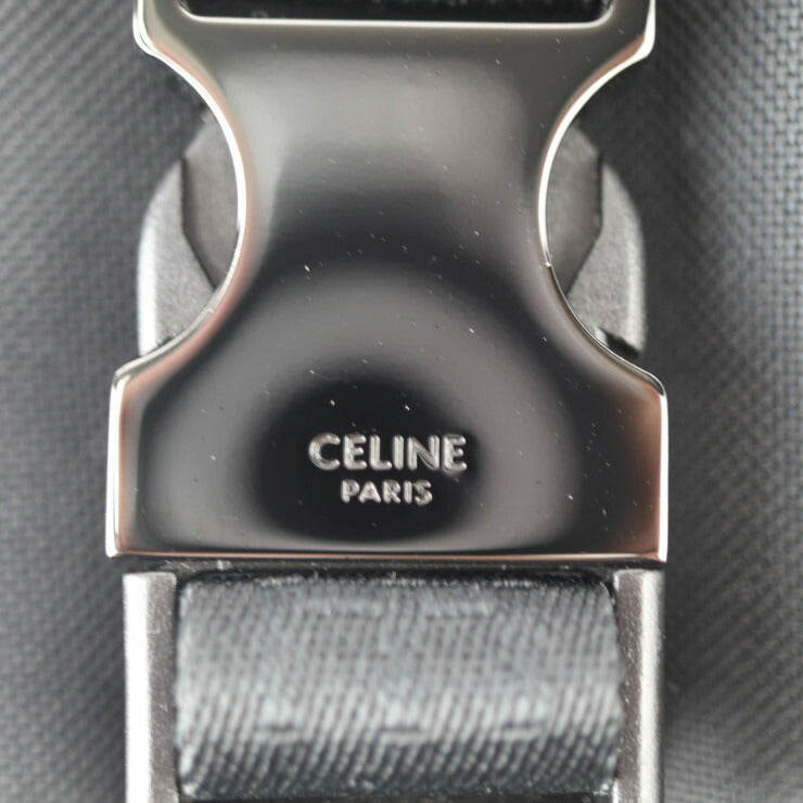 美品 CELINE セリーヌ トレッキング モバイルポーチ ショルダーバッグ 10J212EIJ ナイロン レザー ブラック スマートフォンケース ポシェット