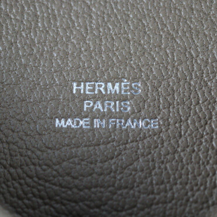 新品未使用展示品 HERMES エルメス カルヴィ カードケース - シェーブル エトゥープ シルバー金具 名刺入れ W刻印 グレージュ系