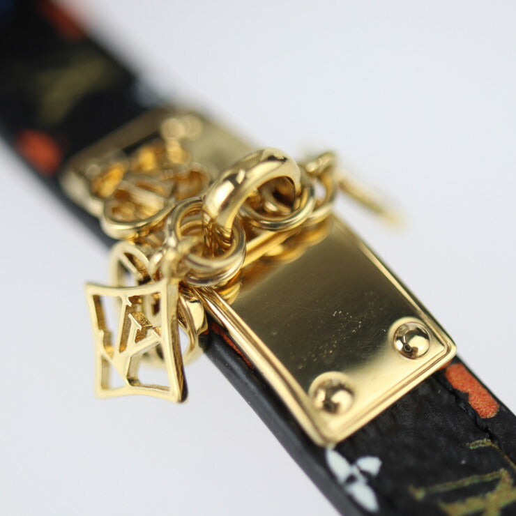 美品 LOUIS VUITTON ルイ ヴィトン ブラスレ ゲーム オン コレクション モノグラム ブレスレット MP285F 表記サイズ 17 PVC レザー ブラック マルチカラー ゴールド金具 トランプ柄モチーフ ビトン