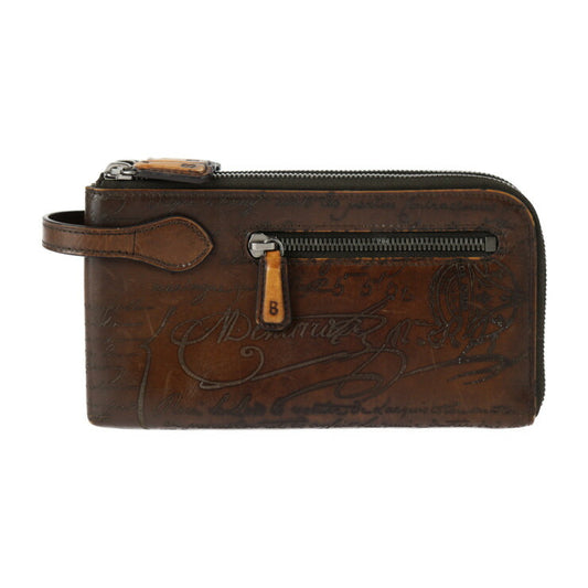 美品 Berluti ベルルッティ TIRIWA ティリワ カリグラフィー セカンドバッグ 135270 スクリット ヴェネチアンレザー ブラウン レザーオールインワン クラッチバッグ