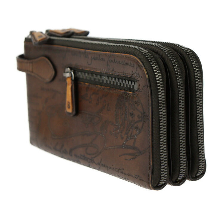 美品 Berluti ベルルッティ TIRIWA ティリワ カリグラフィー セカンドバッグ 135270 スクリット ヴェネチアンレザー ブラウン レザーオールインワン クラッチバッグ