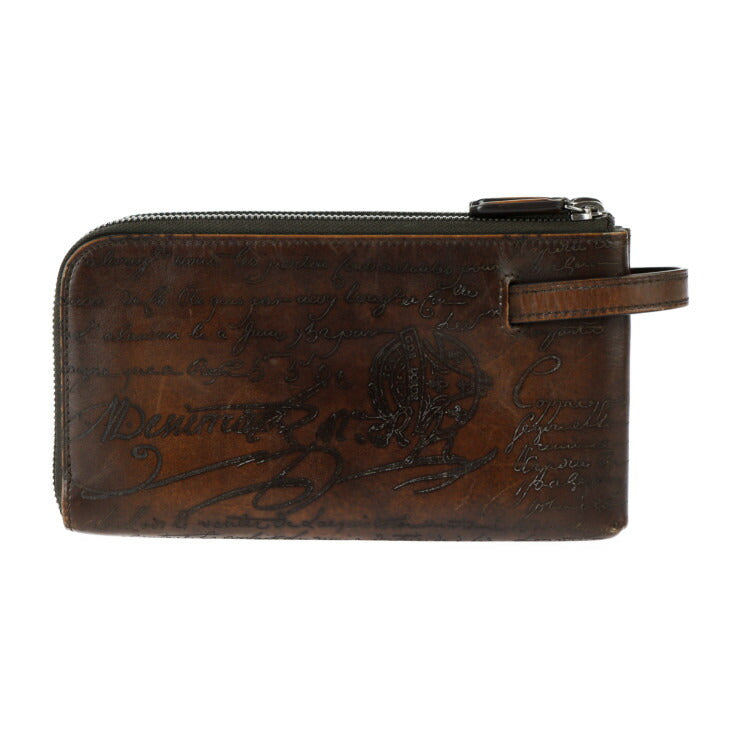 美品 Berluti ベルルッティ TIRIWA ティリワ カリグラフィー セカンドバッグ 135270 スクリット ヴェネチアンレザー ブラウン レザーオールインワン クラッチバッグ