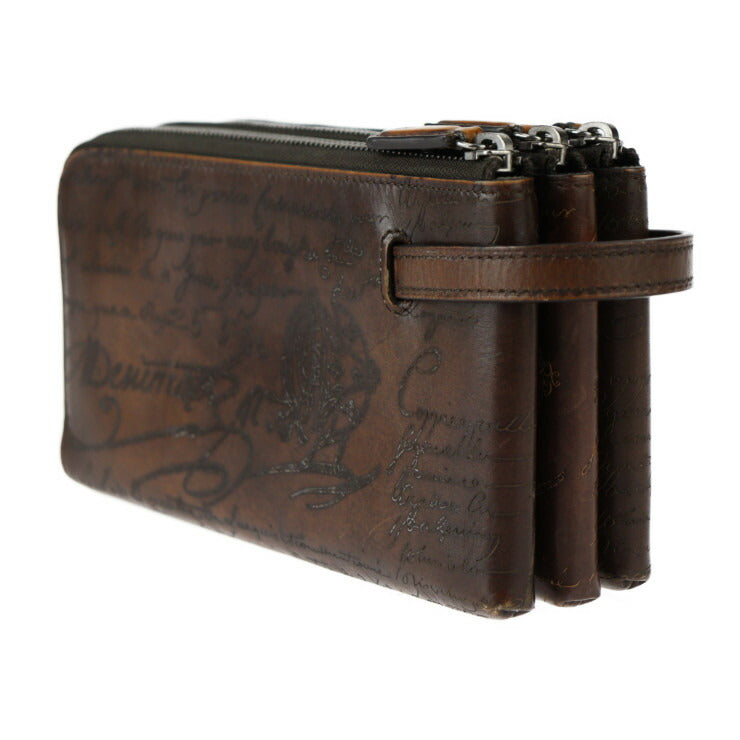 美品 Berluti ベルルッティ TIRIWA ティリワ カリグラフィー セカンドバッグ 135270 スクリット ヴェネチアンレザー ブラウン レザーオールインワン クラッチバッグ