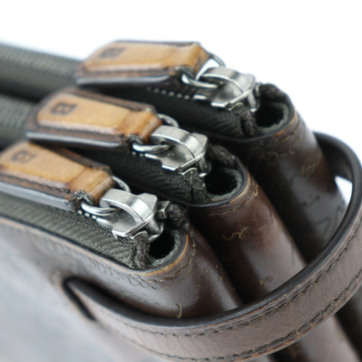 美品 Berluti ベルルッティ TIRIWA ティリワ カリグラフィー セカンドバッグ 135270 スクリット ヴェネチアンレザー ブラウン レザーオールインワン クラッチバッグ