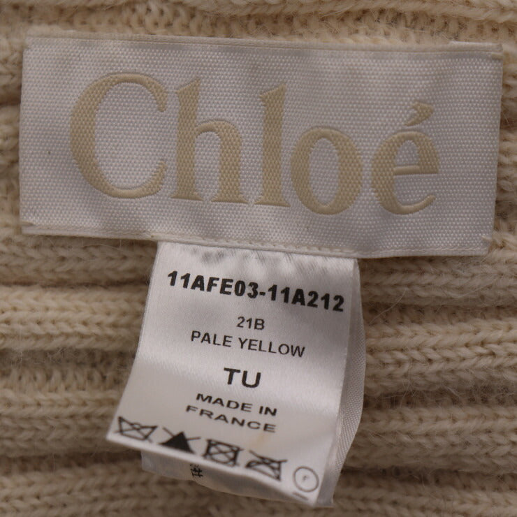 美品 Chloe クロエ マフラー マフラー 11AFE03-11A212 ウール ラクーンファー PALE YELLOW クリーム ストール