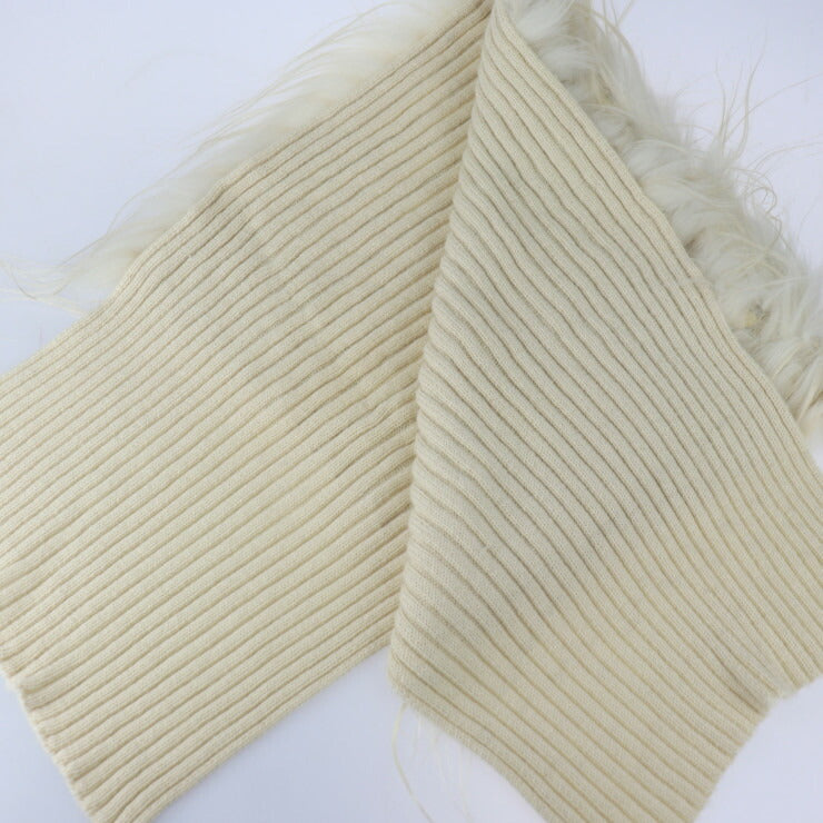 美品 Chloe クロエ マフラー マフラー 11AFE03-11A212 ウール ラクーンファー PALE YELLOW クリーム ストール
