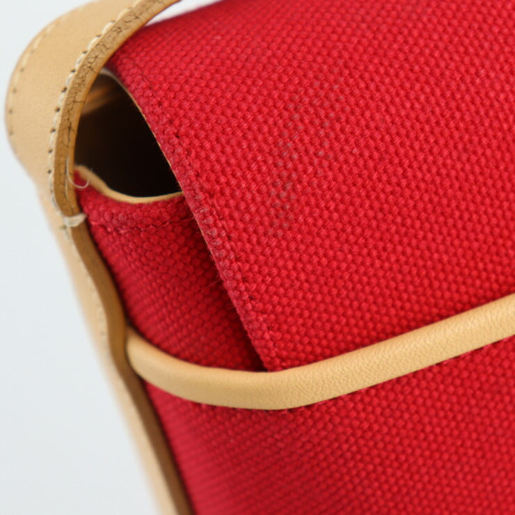 超美品 BURBERRY バーバリー ワンショルダーバッグ ショルダーバッグ - キャンバス レザー レッド ベージュ系 シルバー金具 フラップ
