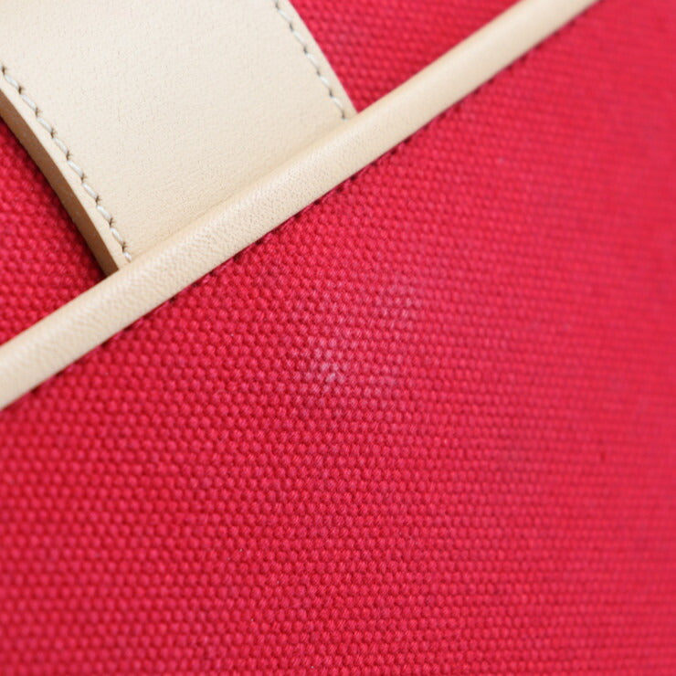 超美品 BURBERRY バーバリー ワンショルダーバッグ ショルダーバッグ - キャンバス レザー レッド ベージュ系 シルバー金具 フラップ