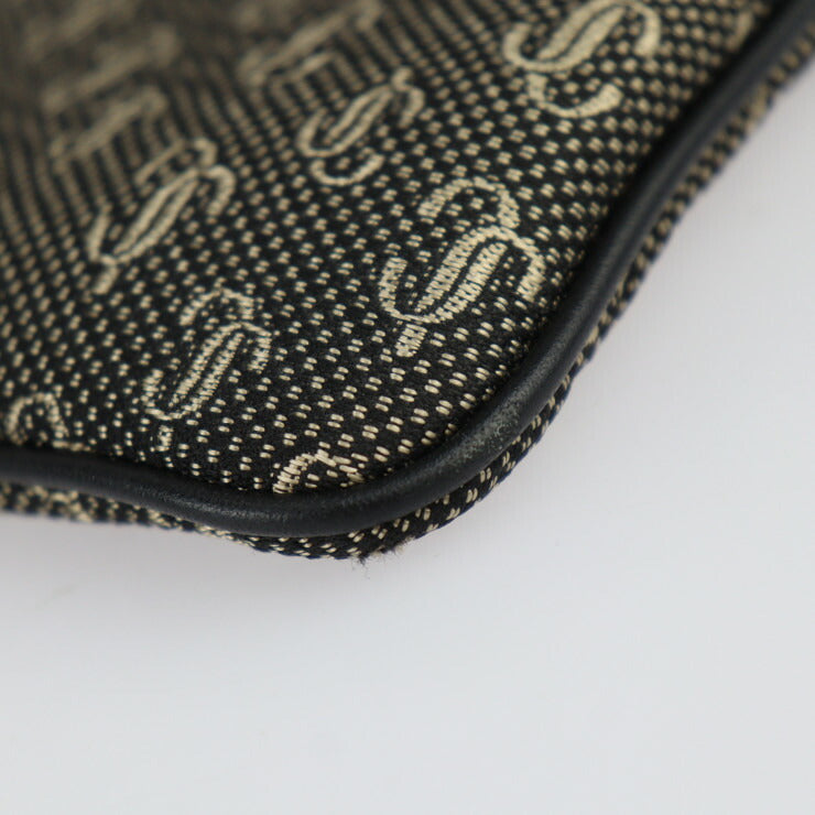 超美品 JIMMY CHOO ジミーチュウ KIMI メッセンジャー ショルダーバッグ - キャンバス レザー ブラック ゴールド ポシェット ポーチ サコッシュ