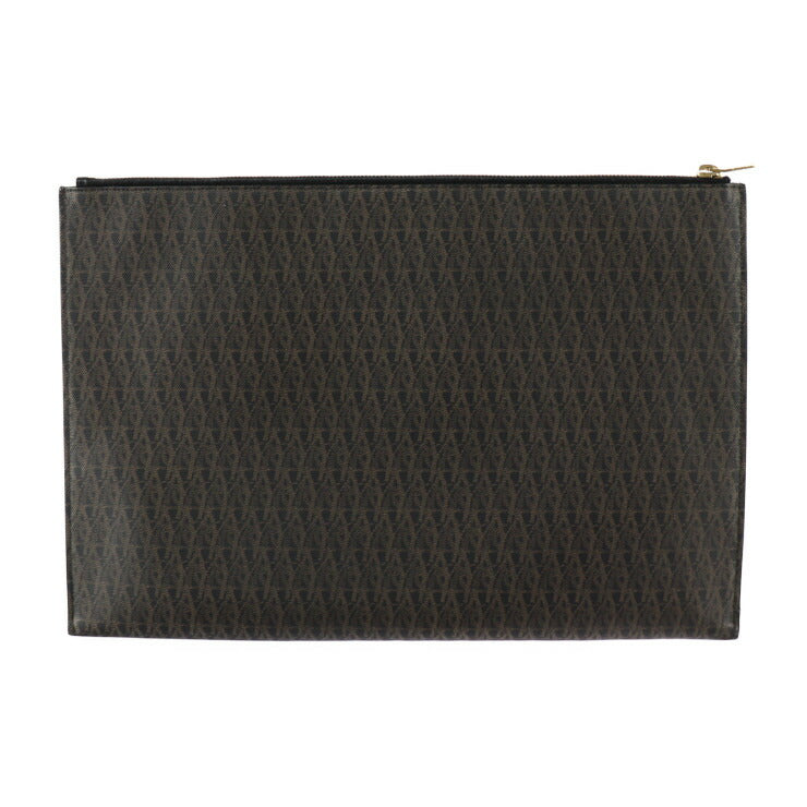 美品 SAINT LAURENT PARIS サンローランパリ クラシック トワル モノグラム セカンドバッグ 378261 PVC ブラウン ゴールド金具 クラッチバッグ ポーチ