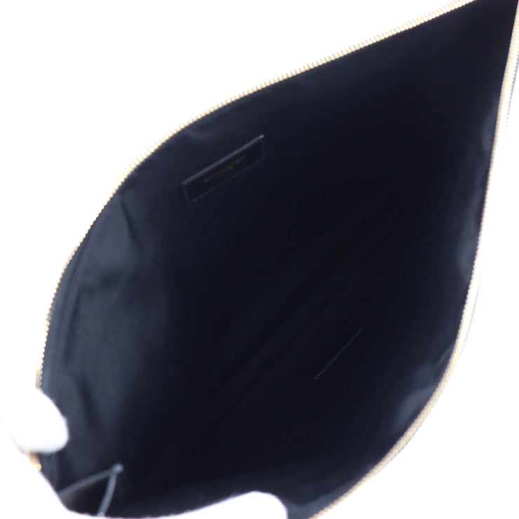 美品 SAINT LAURENT PARIS サンローランパリ クラシック トワル モノグラム セカンドバッグ 378261 PVC ブラウン ゴールド金具 クラッチバッグ ポーチ