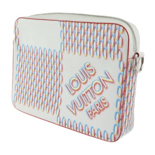 美品 LOUIS VUITTON ルイ ヴィトン トリオ メッセンジャー ダミエ ジャイアント スプレー ショルダーバッグ M20665 レザー ブロン ホワイト系 マルチカラー シルバー金具 ビトン
