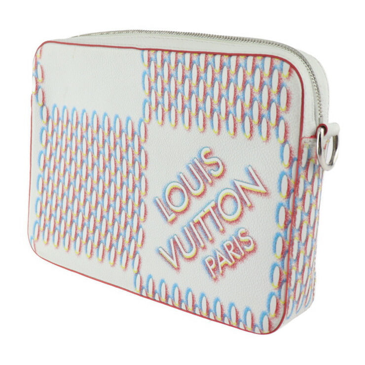 美品 LOUIS VUITTON ルイ ヴィトン トリオ メッセンジャー ダミエ ジャイアント スプレー ショルダーバッグ M20665 レザー ブロン ホワイト系 マルチカラー シルバー金具 ビトン