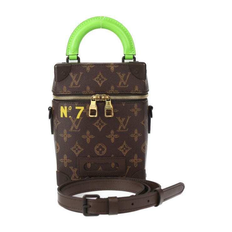 超美品 LOUIS VUITTON ルイ ヴィトン ヴェルティカル ボックス トランク モノグラム ハンドバッグ M59664 PVC レザー ブラウン系 グリーン系 ゴールド金具 2WAY ショルダーバッグ