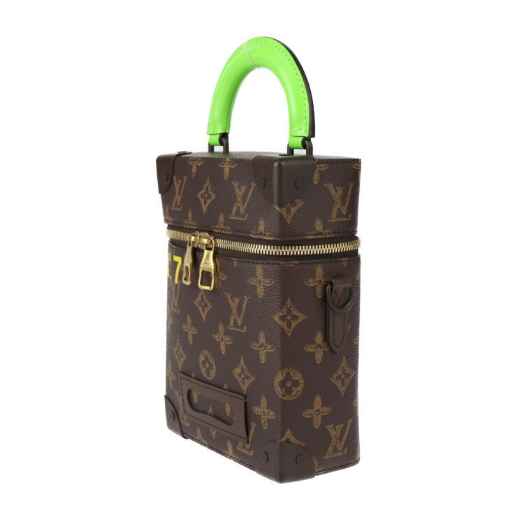 超美品 LOUIS VUITTON ルイ ヴィトン ヴェルティカル ボックス トランク モノグラム ハンドバッグ M59664 PVC レザー ブラウン系 グリーン系 ゴールド金具 2WAY ショルダーバッグ