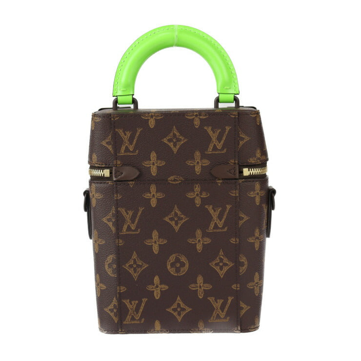 超美品 LOUIS VUITTON ルイ ヴィトン ヴェルティカル ボックス トランク モノグラム ハンドバッグ M59664 PVC レザー ブラウン系 グリーン系 ゴールド金具 2WAY ショルダーバッグ