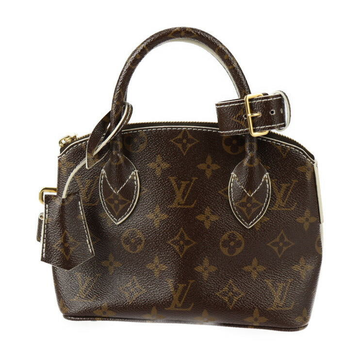 超美品 LOUIS VUITTON ルイ ヴィトン シャイニー モノグラム ロックイットBB モノグラム ハンドバッグ M40599 PVC レザー ブラウン アイボリー ゴールド金具 ミニバッグ ビトン