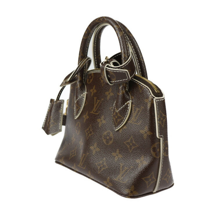 超美品 LOUIS VUITTON ルイ ヴィトン シャイニー モノグラム ロックイットBB モノグラム ハンドバッグ M40599 PVC レザー ブラウン アイボリー ゴールド金具 ミニバッグ ビトン