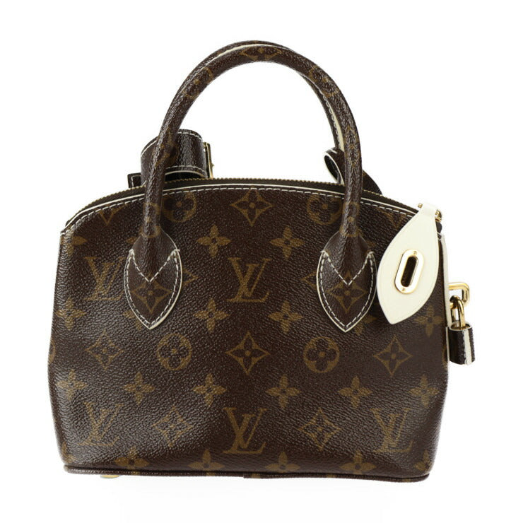 超美品 LOUIS VUITTON ルイ ヴィトン シャイニー モノグラム ロックイットBB モノグラム ハンドバッグ M40599 PVC レザー ブラウン アイボリー ゴールド金具 ミニバッグ ビトン