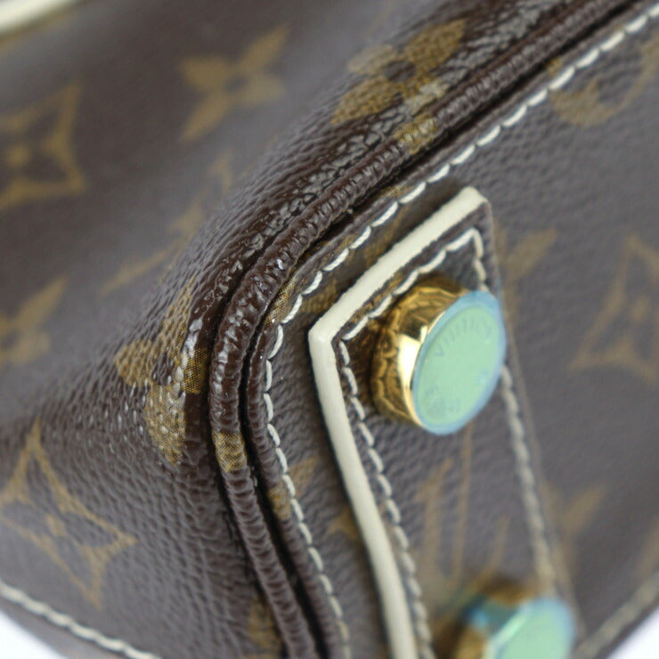 超美品 LOUIS VUITTON ルイ ヴィトン シャイニー モノグラム ロックイットBB モノグラム ハンドバッグ M40599 PVC レザー ブラウン アイボリー ゴールド金具 ミニバッグ ビトン