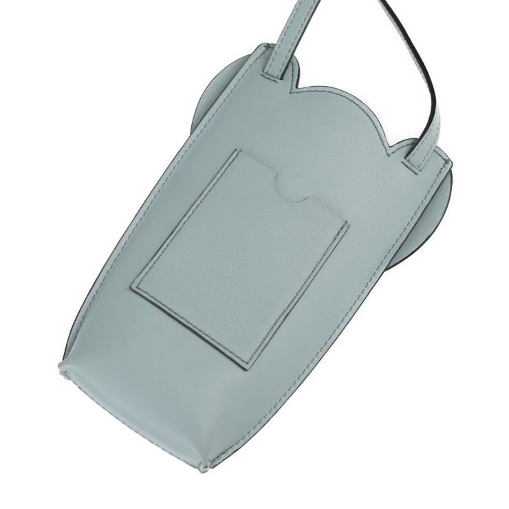 超美品 LOEWE ロエベ ANIMALES エレファントモチーフ ポケット ショルダーバッグ C623B02X 09 カーフレザー AQUA 水色系 ポシェット