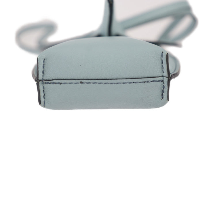 超美品 LOEWE ロエベ ANIMALES エレファントモチーフ ポケット ショルダーバッグ C623B02X 09 カーフレザー AQUA 水色系 ポシェット