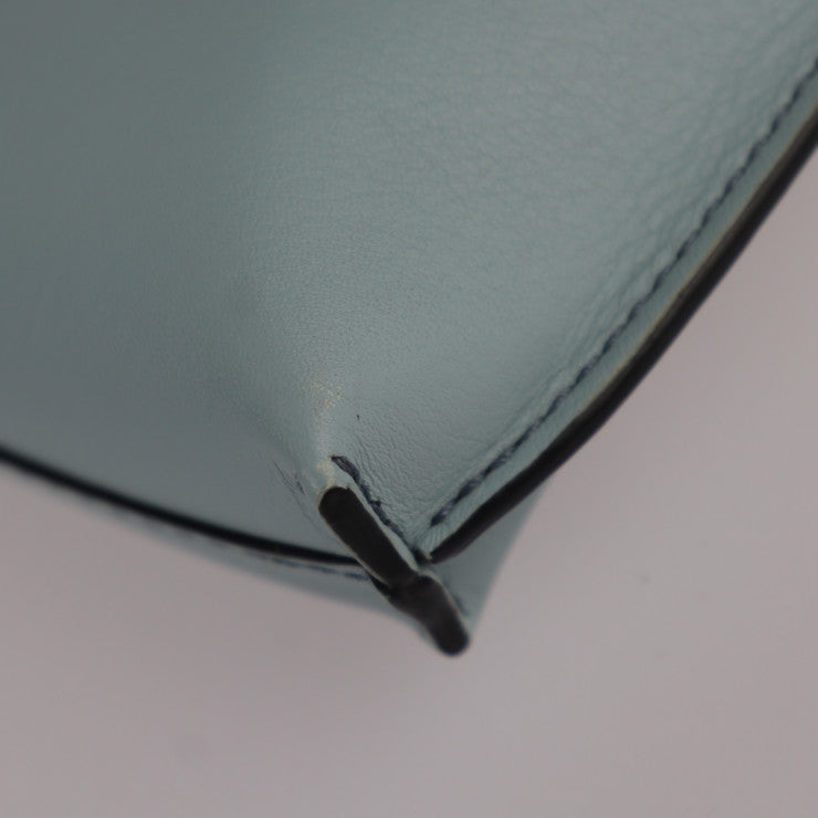 超美品 LOEWE ロエベ ANIMALES エレファントモチーフ ポケット ショルダーバッグ C623B02X 09 カーフレザー AQUA 水色系 ポシェット