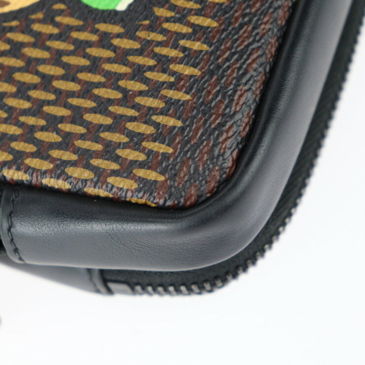 LOUIS VUITTON ルイ ヴィトン ダブル フォン ポーチ NIGO コラボ ショルダーバッグ N40377 レザー ダミエジャイアント エベヌ ブラック金具 ポシェット マルチケース 亀 ビトン