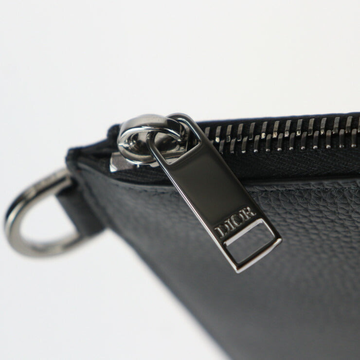 美品 Christian Dior クリスチャンディオール カクタス ジャック コラボ セカンドバッグ 2ESCA338SOT H03E カーフスキン ブラック シルバー金具 リストレット クラッチバッグ ポーチ