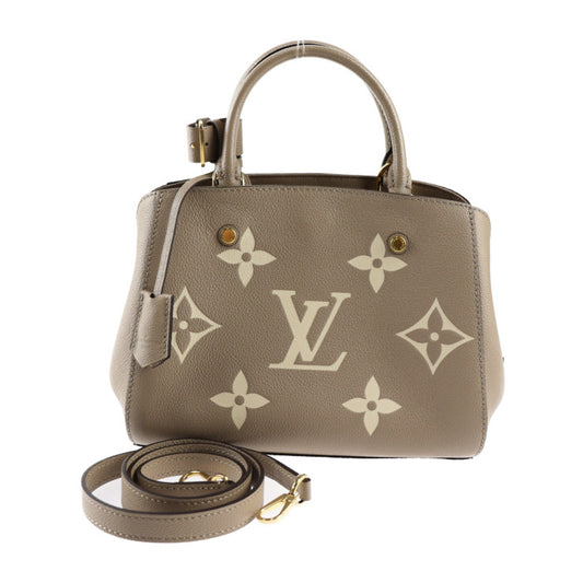 美品 LOUIS VUITTON ルイ ヴィトン モンテーニュBB ジャイアント モノグラム アンプラント ハンドバッグ M45489 レザー トゥルトレール ベージュ系 クレーム ゴールド金具 2WAY ショルダーバッグ ビトン
