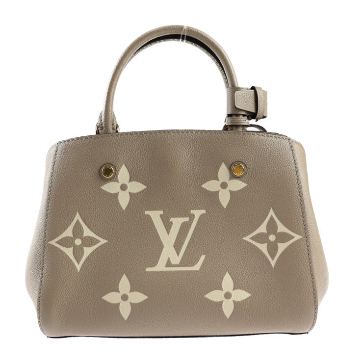 美品 LOUIS VUITTON ルイ ヴィトン モンテーニュBB ジャイアント モノグラム アンプラント ハンドバッグ M45489 レザー トゥルトレール ベージュ系 クレーム ゴールド金具 2WAY ショルダーバッグ ビトン