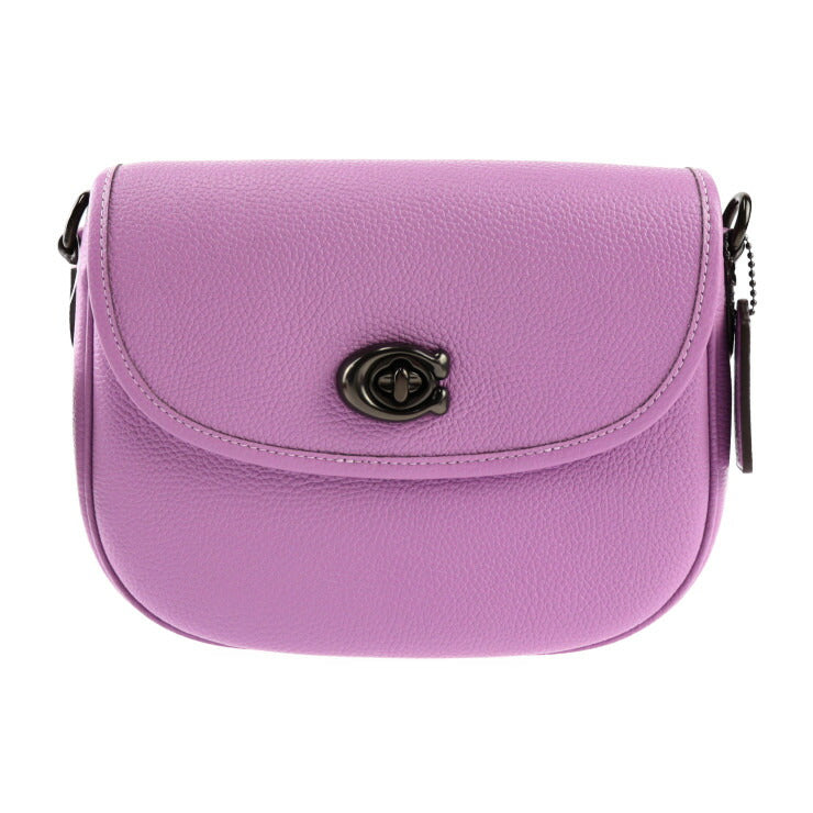 新品未使用展示品 COACH コーチ ウィロー サドル ショルダーバッグ CA094 レザー ヴァイオレット ターンロック クロスボディ