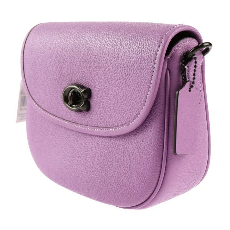 新品未使用展示品 COACH コーチ ウィロー サドル ショルダーバッグ CA094 レザー ヴァイオレット ターンロック クロスボディ