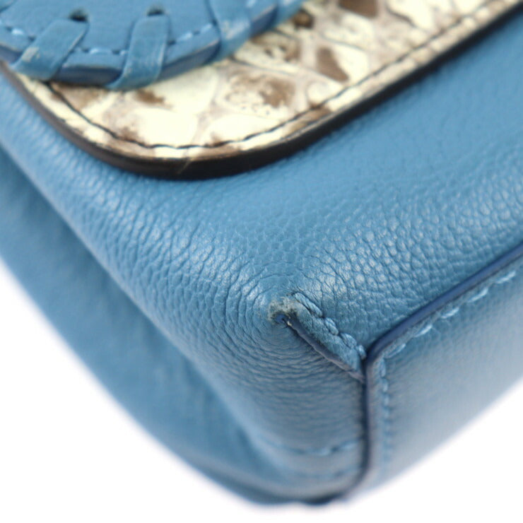 美品 LOUIS VUITTON ルイ ヴィトン ヴェリー チェーン バッグ ショルダーバッグ N93433 レザー パイソン ブルー ベージュ 2WAY ハンドバッグ エキゾチックレザー