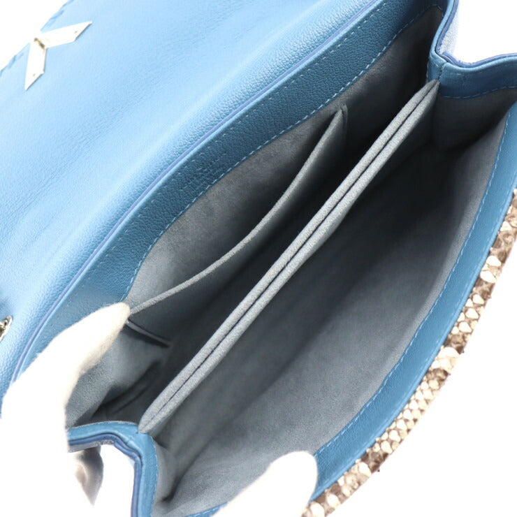美品 LOUIS VUITTON ルイ ヴィトン ヴェリー チェーン バッグ ショルダーバッグ N93433 レザー パイソン ブルー ベージュ 2WAY ハンドバッグ エキゾチックレザー
