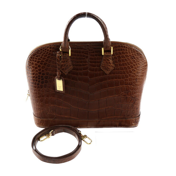 LOUIS VUITTON ルイ ヴィトン アルマ ハンドバッグ N90002 アリゲーターマット CAMEL キャメル ゴールド金具 クロコ エキゾチックレザー ブラウン 2WAY