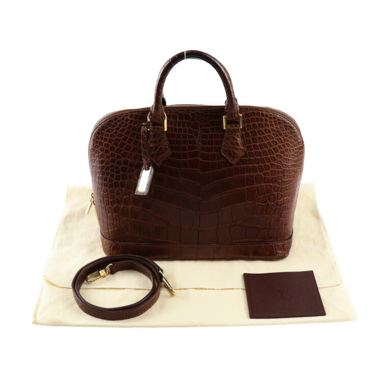 LOUIS VUITTON ルイ ヴィトン アルマ ハンドバッグ N90002 アリゲーターマット CAMEL キャメル ゴールド金具 クロコ エキゾチックレザー ブラウン 2WAY