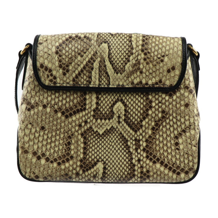 超美品 GUCCI グッチ GGマーモント ショルダーバッグ 648934 パイソン レザー ベージュ ブラック ダブルG ゴールド金具