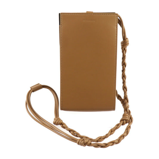 超美品 JIL SANDER ジルサンダー タングル スモール ショルダーバッグ JSMU840080 レザー ブラウン系 スマートフォンホルダー ポシェット